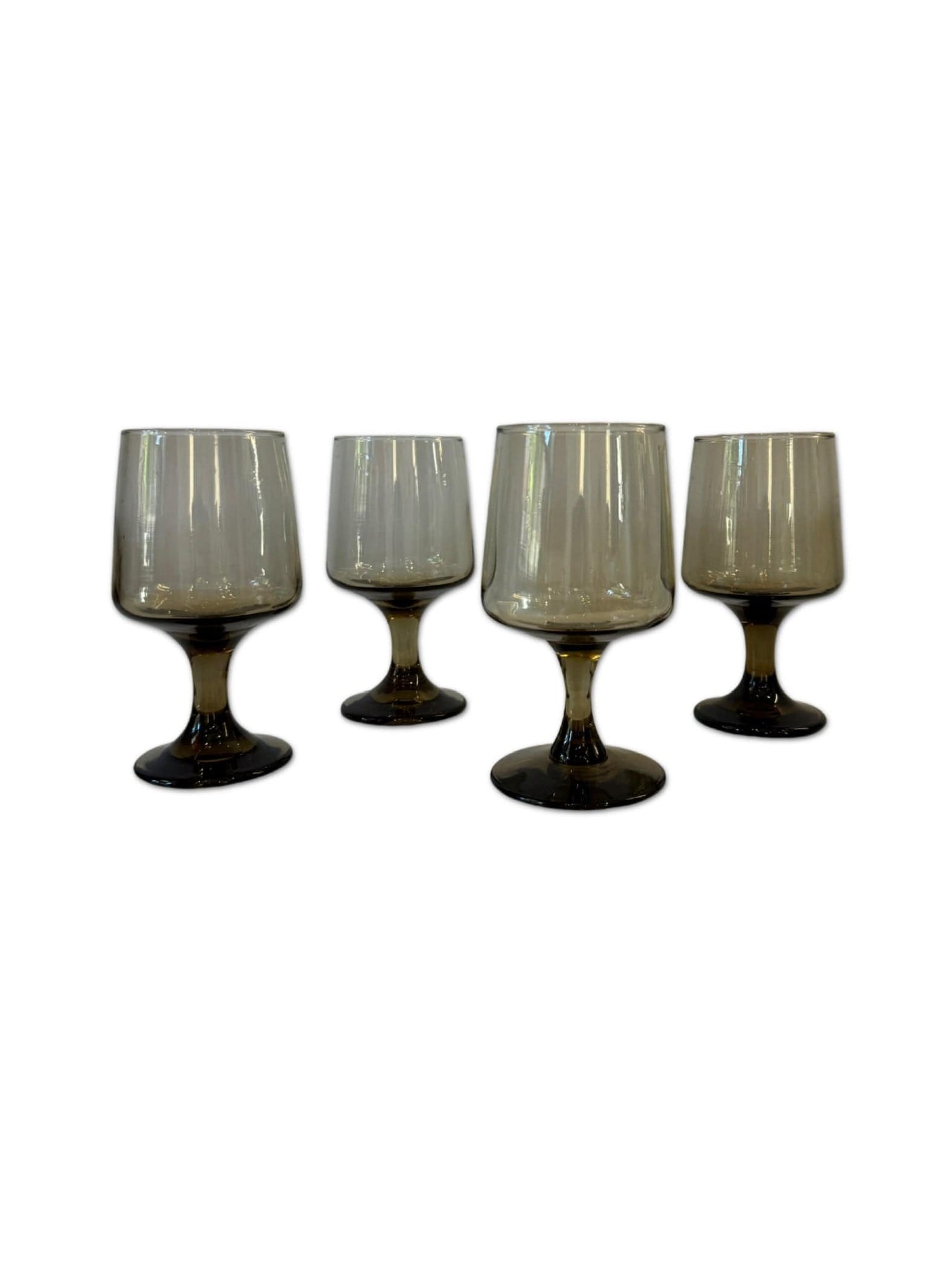 Case Study Objects Set of 4 Libbey Tawny Smokey Wine Glasses La Bomba Floristry Vancouver Canada