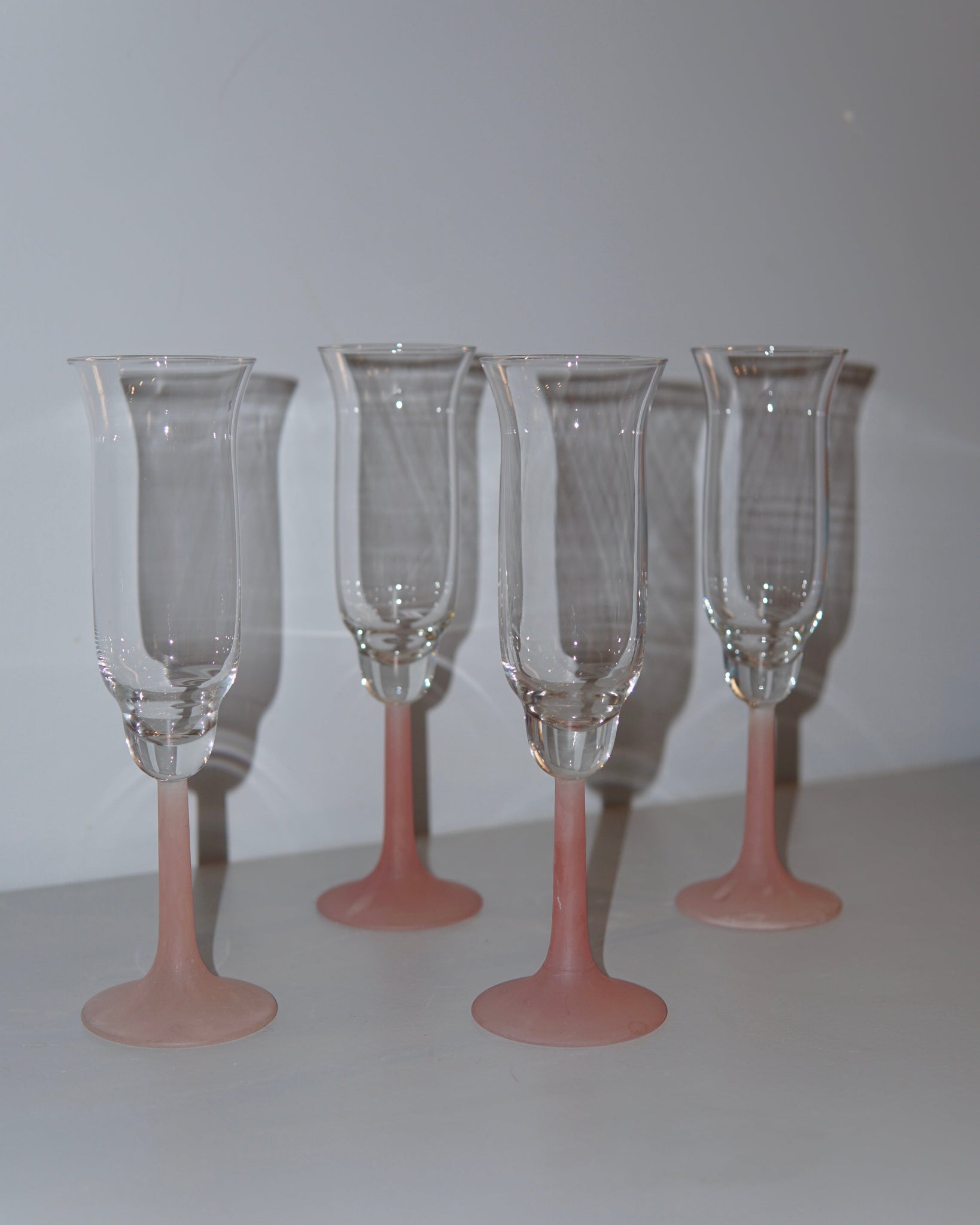 Ode Set of 4 Pink Stem Champagne Flutes La Bomba Floristry Vancouver Canada Set of 4 Pink Stem Champagne Flutes